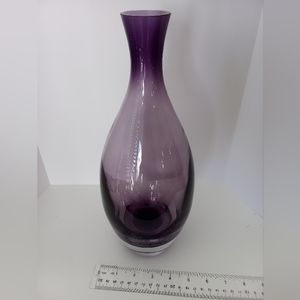 Amethyst Art Glass Vase with Clear Base Tarnow Poland 12 5/8"